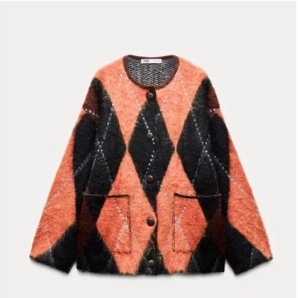 Zara KNIT JACQUARD CARDIGAN NWT - Picture 10 of 14